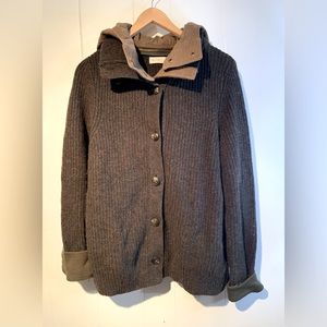 Green anthropologie cardigan sweater with detachable hood sz l